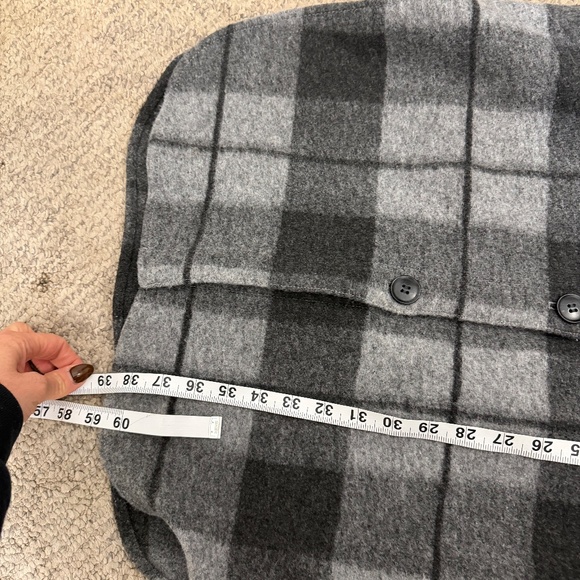 H&M Long Shirt Jacket Shacket Lightweight Coat Plaid Gray Black NWOT XS - Picture 6 of 7